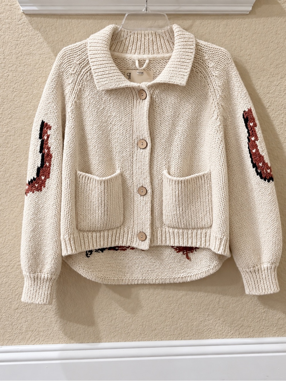 Pilcro by Anthropologie Western Horse Graphic Knit Cardigan Sweater Size MP - Picture 4 of 12